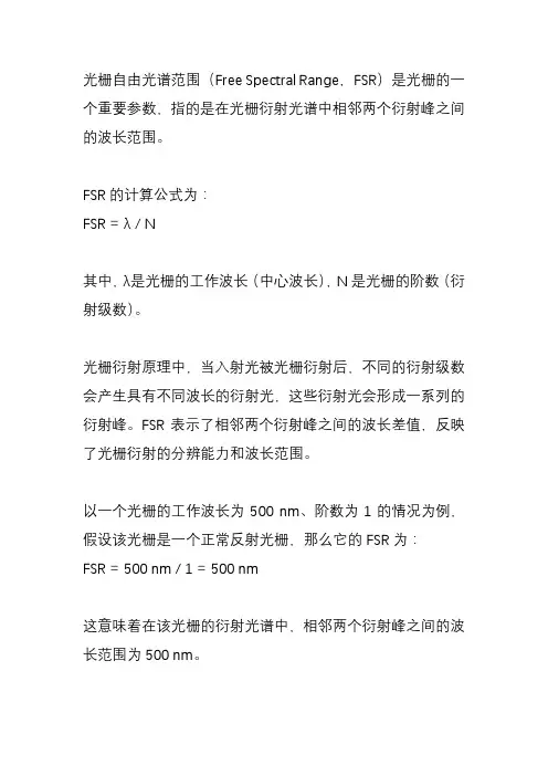 光栅自由光谱范围