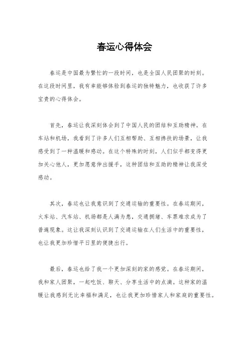 春运心得体会