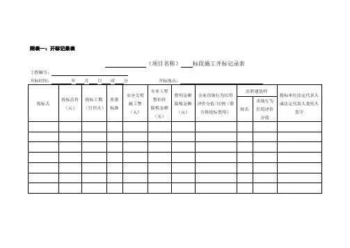 开标记录表
