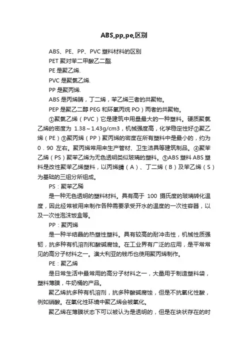 ABS,pp,pe,区别