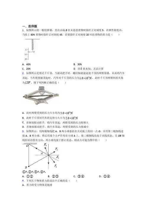新人教版高中物理必修一第三章《相互作用》测试卷(含答案解析)(1)