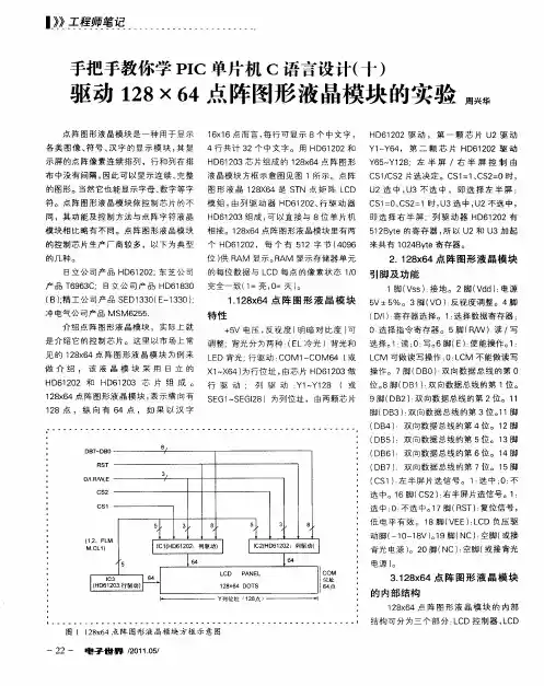 手把手教你学PIC单片机C语言设计(十)驱动128×64点阵图形液晶模块的实验