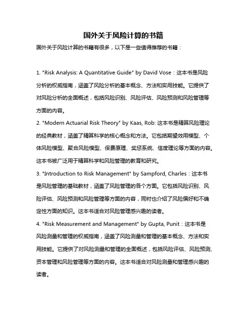 国外关于风险计算的书籍