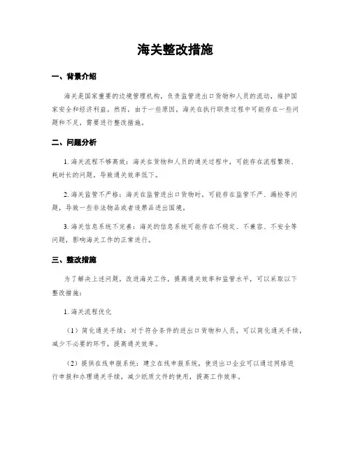 海关整改措施
