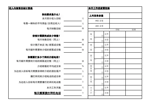 汽车销售三表卡