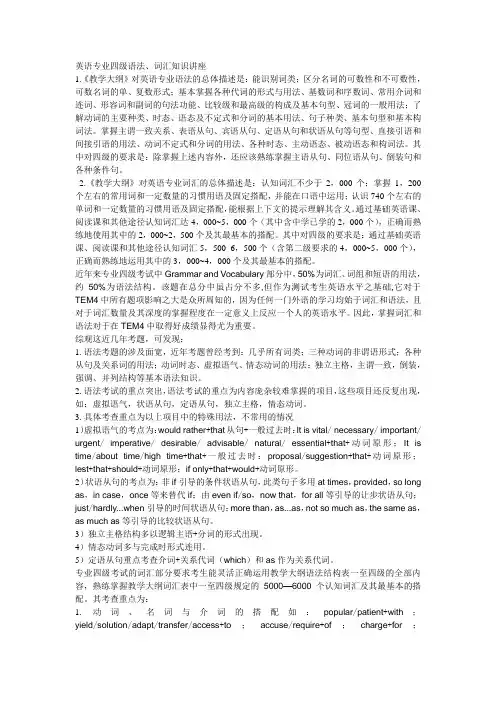 专业四级语法词汇练习有真题讲解(DOC)
