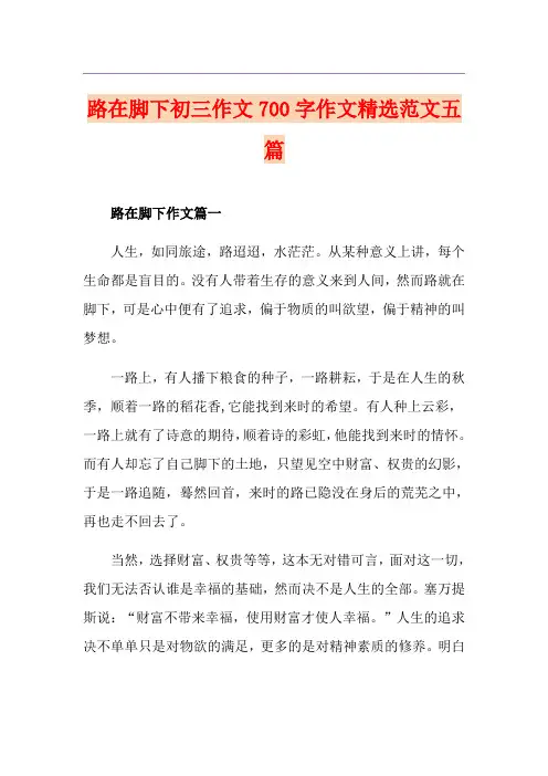 路在脚下初三作文700字作文精选范文五篇