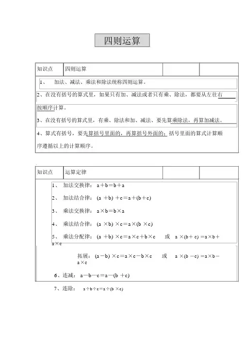 四则运算复习讲义