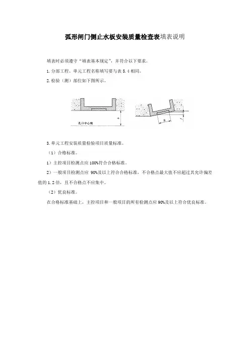 弧形闸门侧止水板安装质量检查表填表说明