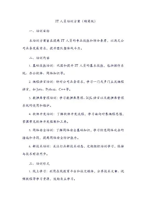 it人员培训方案精简版