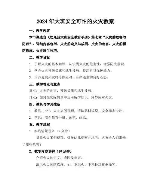 2024年大班安全可怕的火灾教案