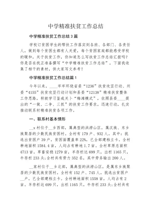 中学精准扶贫工作总结