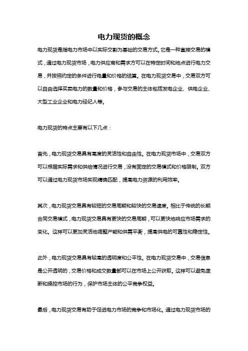 电力现货的概念