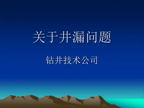 关于井漏问题