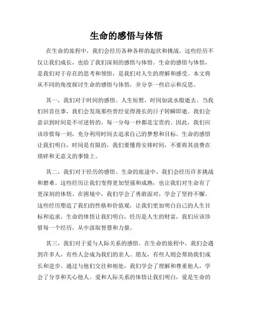 生命的感悟与体悟