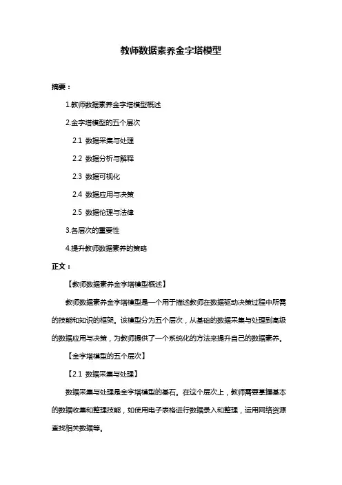 教师数据素养金字塔模型