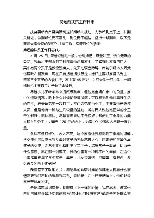 简短的扶贫工作日志