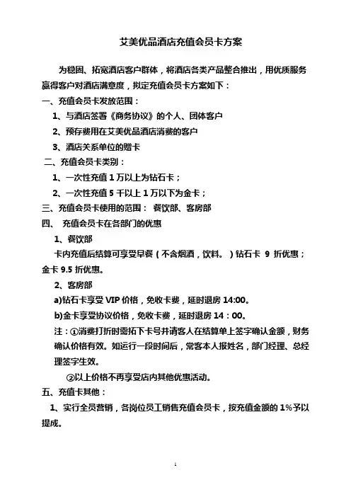 艾美优品酒店VIP会员卡方案1