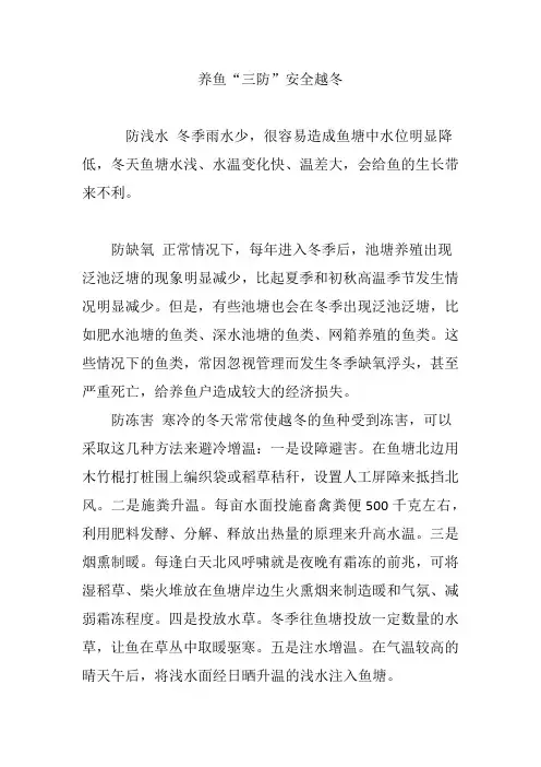 养鱼“三防”安全越冬