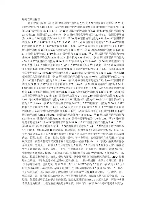 胎儿双顶径标准