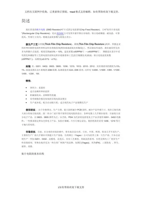 贴片电阻规格、封装、尺寸