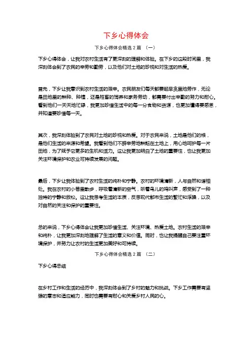 下乡心得体会2篇