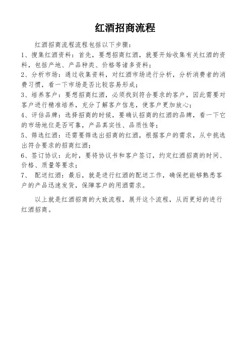 红酒招商流程