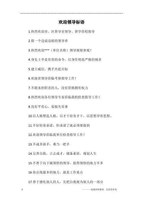 欢迎领导标语