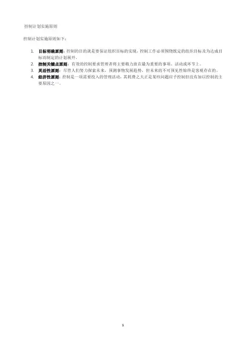 控制计划实施原则