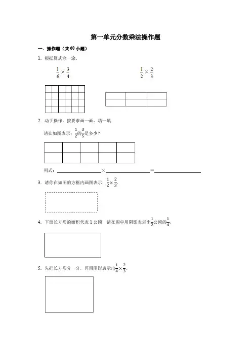 人教版六年级数学上册专项训练---第一单元分数乘法操作题(含解析)