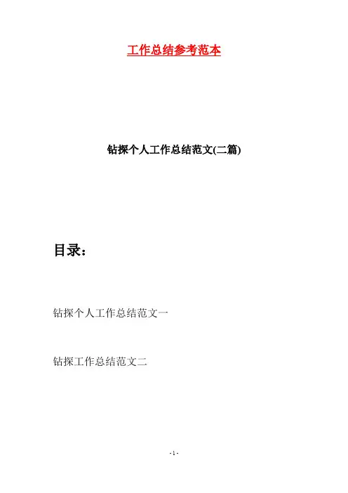 钻探个人工作总结范文(二篇)