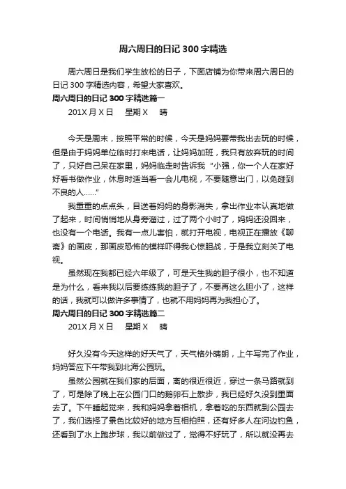 周六周日的日记300字精选