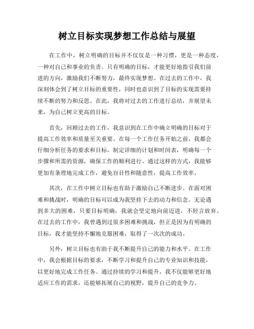 树立目标实现梦想工作总结与展望