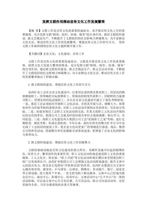 发挥文联作用推动宣传文化工作发展繁荣