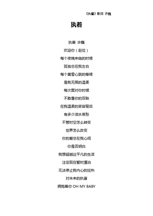 《执着》歌词 许巍
