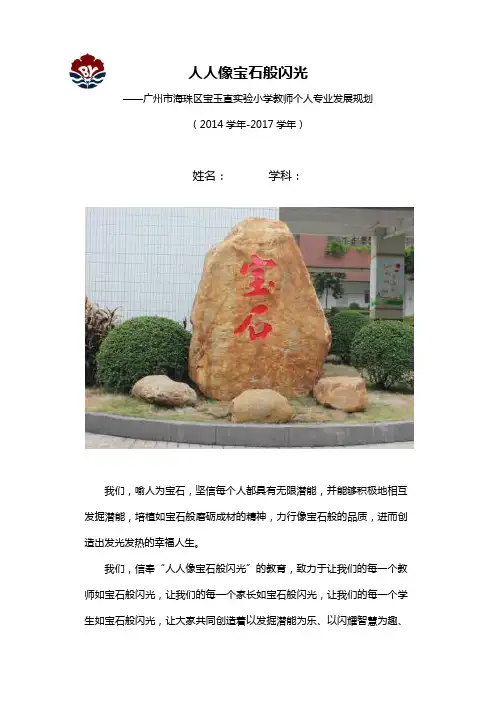 广州市海珠区宝玉直实验小学教师个人发展规划书(定稿)