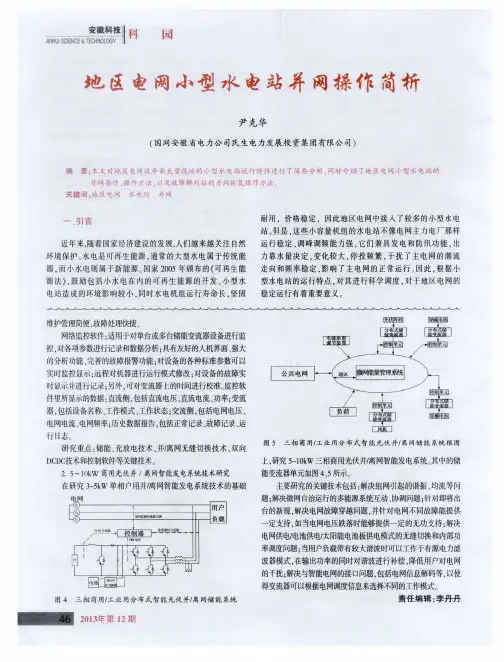地区电网小型水电站并网操作简析