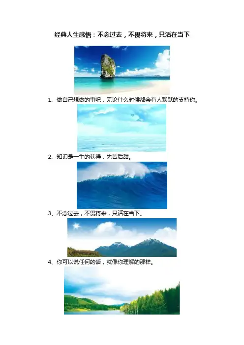 经典人生感悟：不念过去，不畏将来，只活在当下
