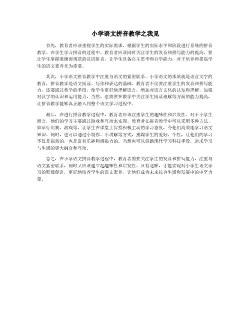小学语文拼音教学之我见