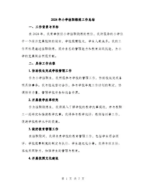2024年小学挂职锻炼工作总结(2篇)
