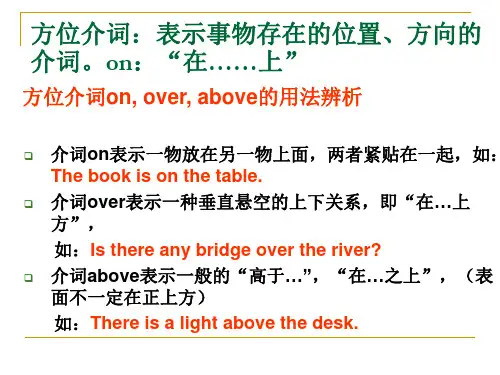 方位介词 on over above