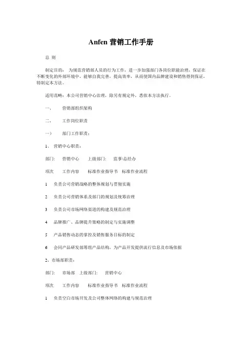 Anfen营销工作手册