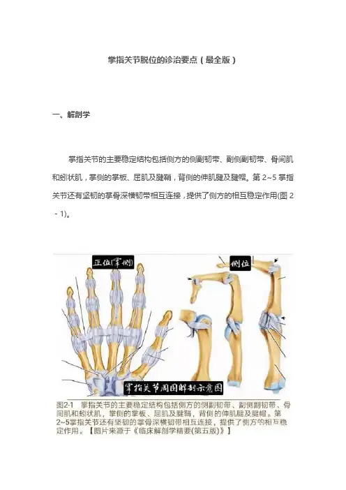 掌指关节脱位的诊治要点(最全版)