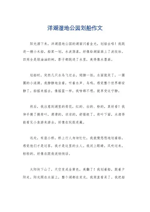 洋湖湿地公园划船作文