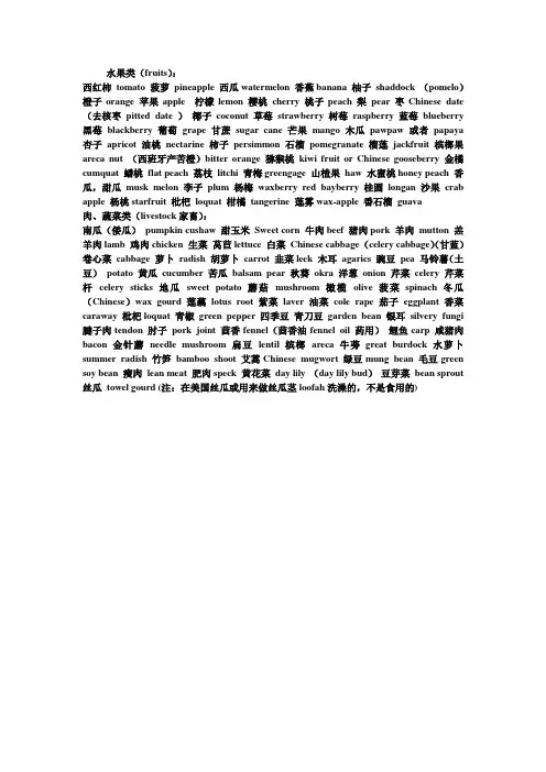 水果类英文翻译