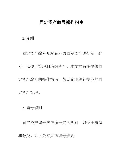 固定资产编号操作指南