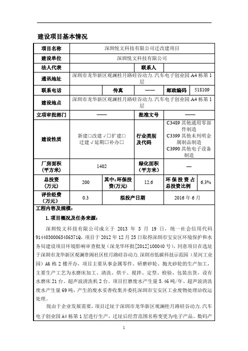 环境影响评价报告公示：从事金属零件、研磨砂轮、抛光砂轮的生产加工环评报告