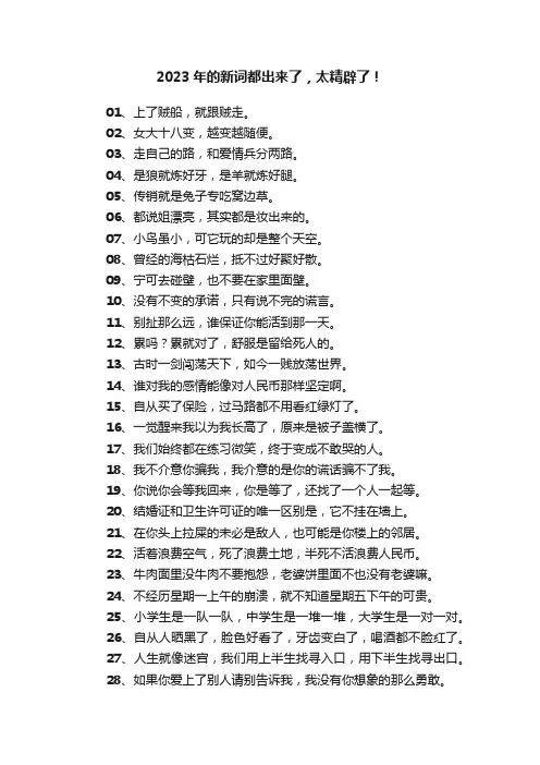 2023年的新词都出来了，太精辟了！