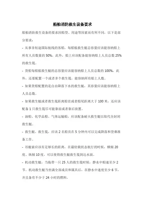 船舶消防救生设备要求