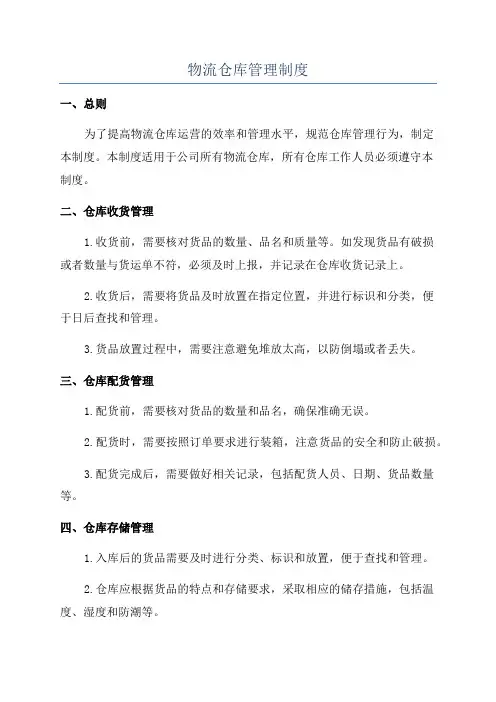 物流仓库管理制度